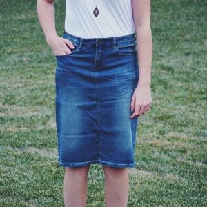 Knee Length Denim Skirt